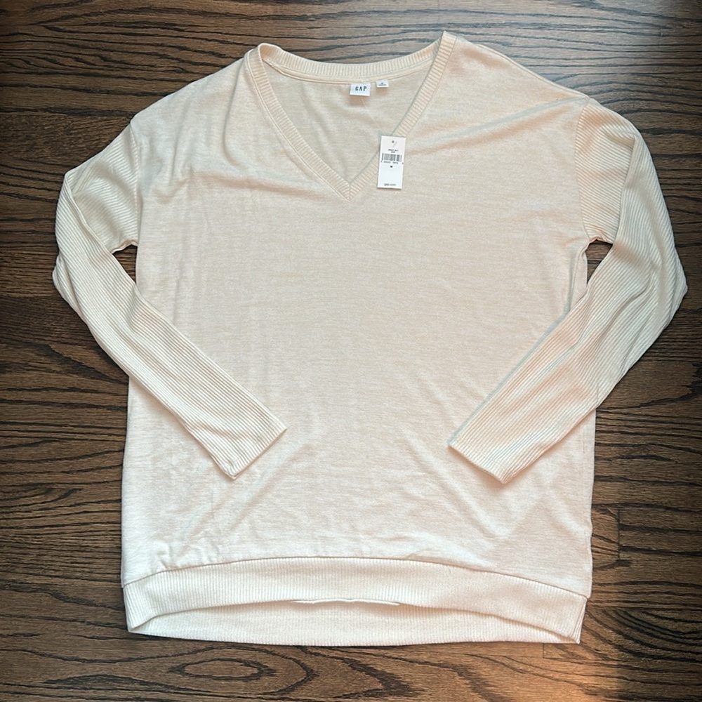 GAP Cream V-Neck Sweater for Men